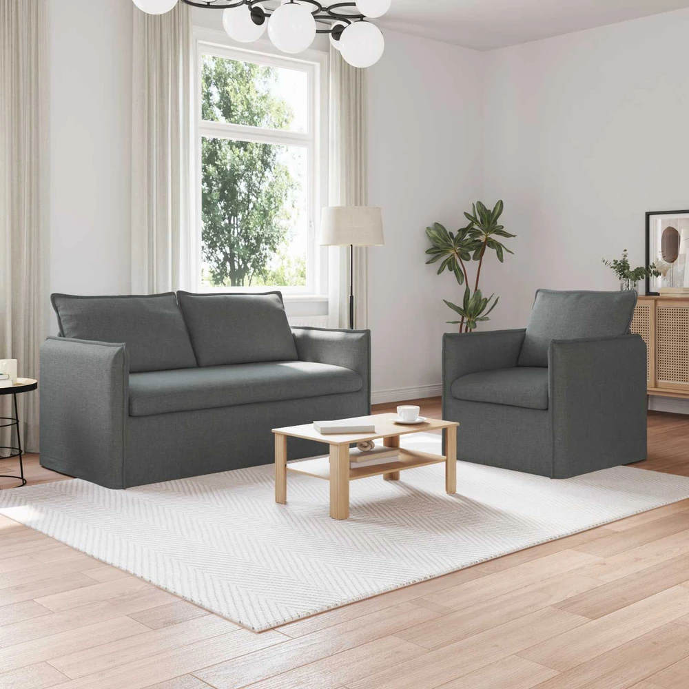 Sofa Sofos komplektas 2 vnt. Tamsiai pilka Audinys