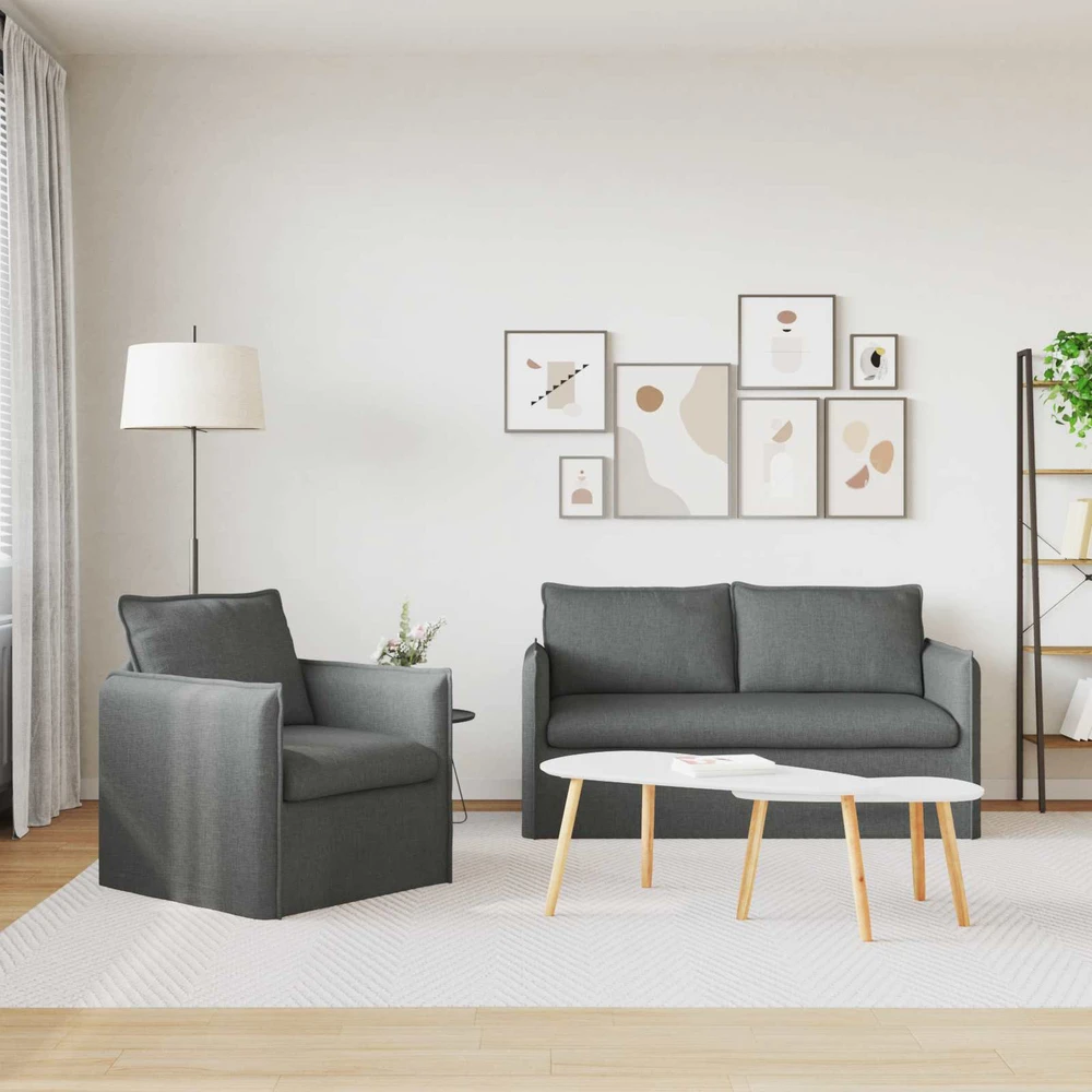 Sofa Sofos komplektas 2 vnt. Tamsiai pilka Audinys
