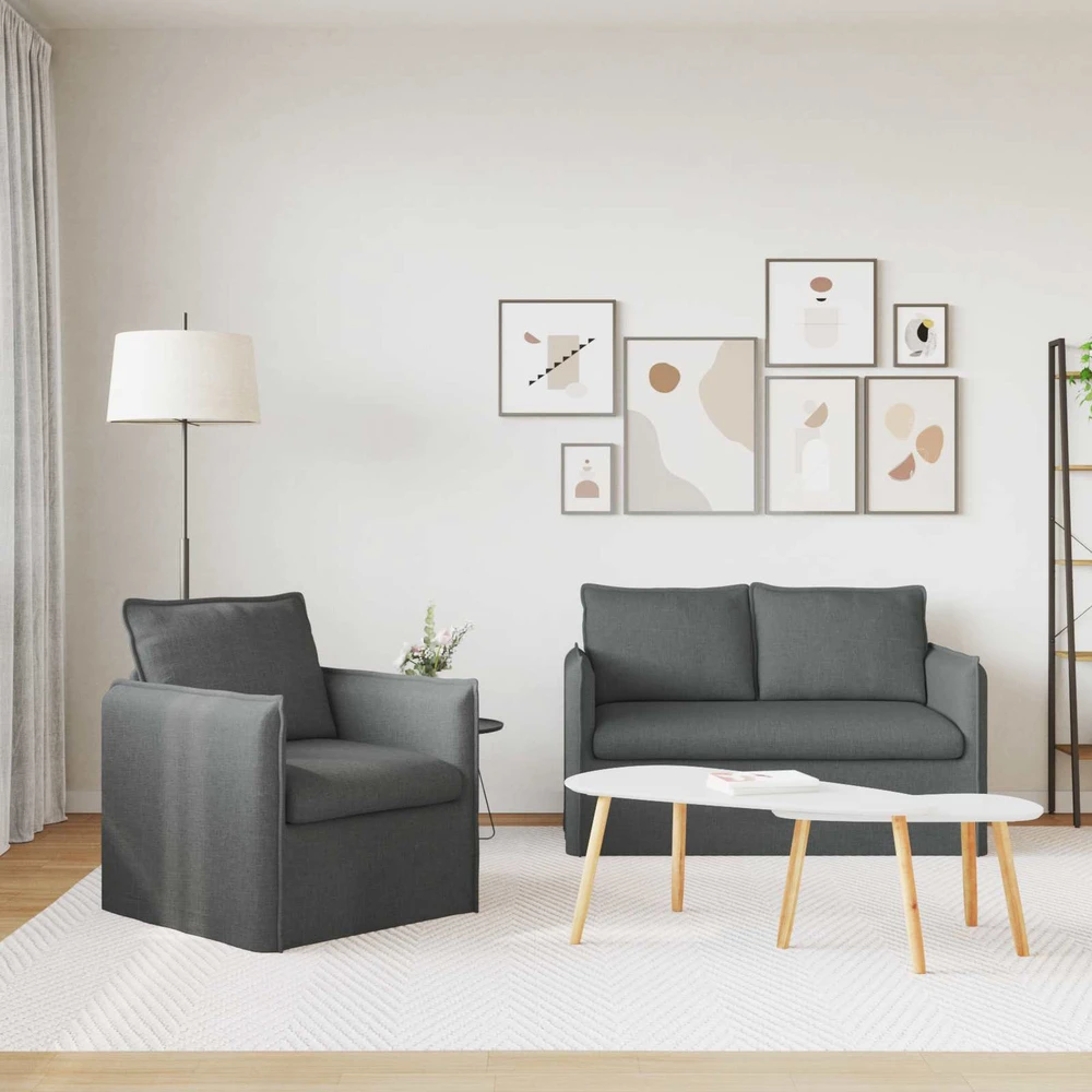 Sofa Sofos komplektas 2 vnt. Tamsiai pilka Audinys