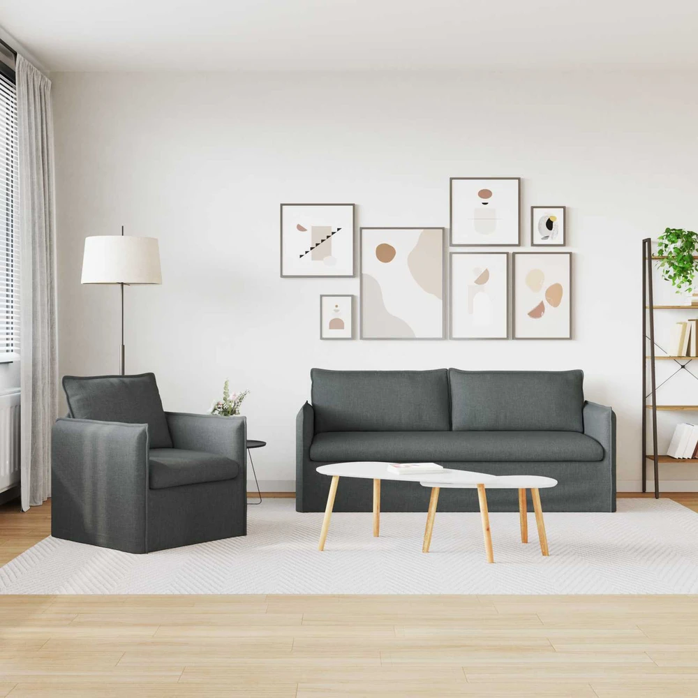 Sofa Sofos komplektas 2 vnt. Tamsiai pilka Audinys