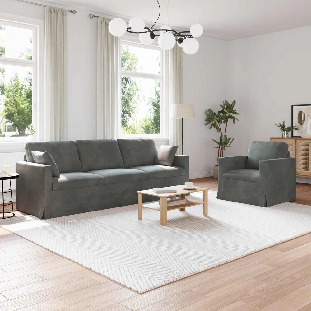 Sofa Sofos komplektas 2 vnt. Tamsiai pilka Aksomas