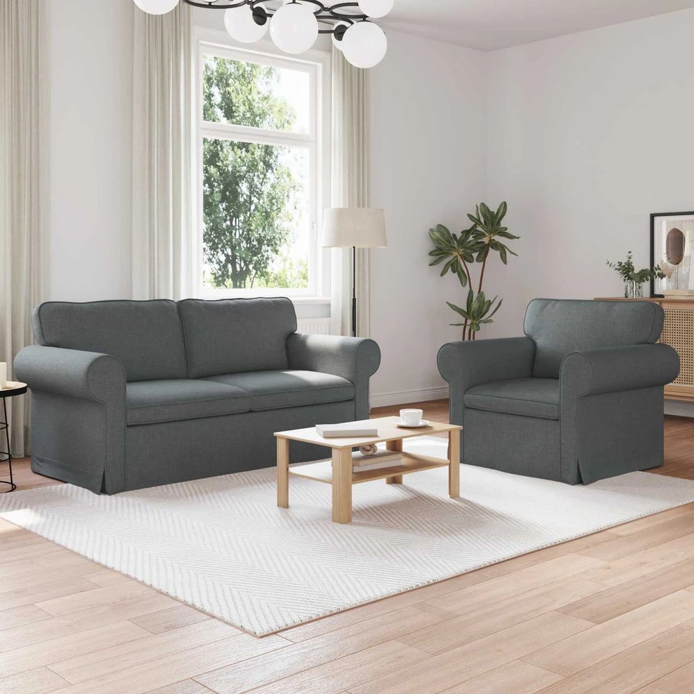 Sofa 2 pcs Tamsiai pilka Metalas
