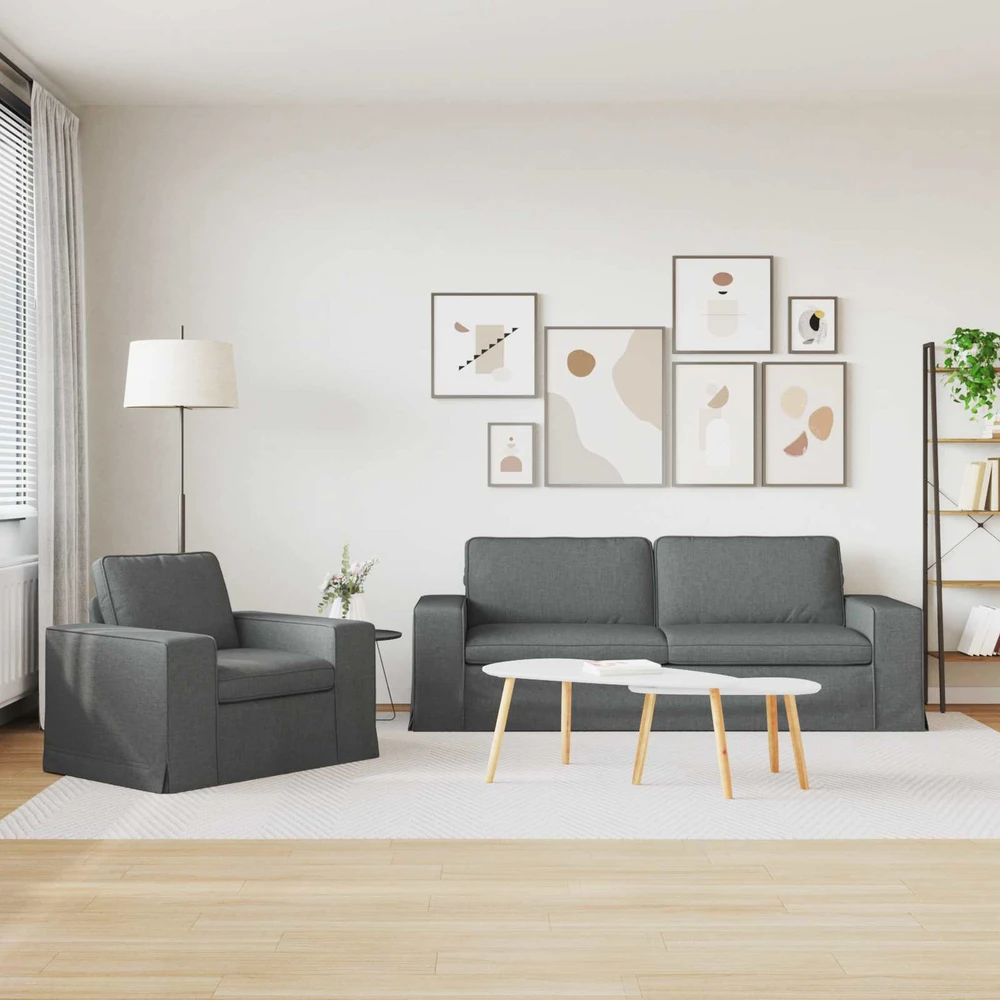 Sofa 2 pcs Tamsiai pilka Metalas