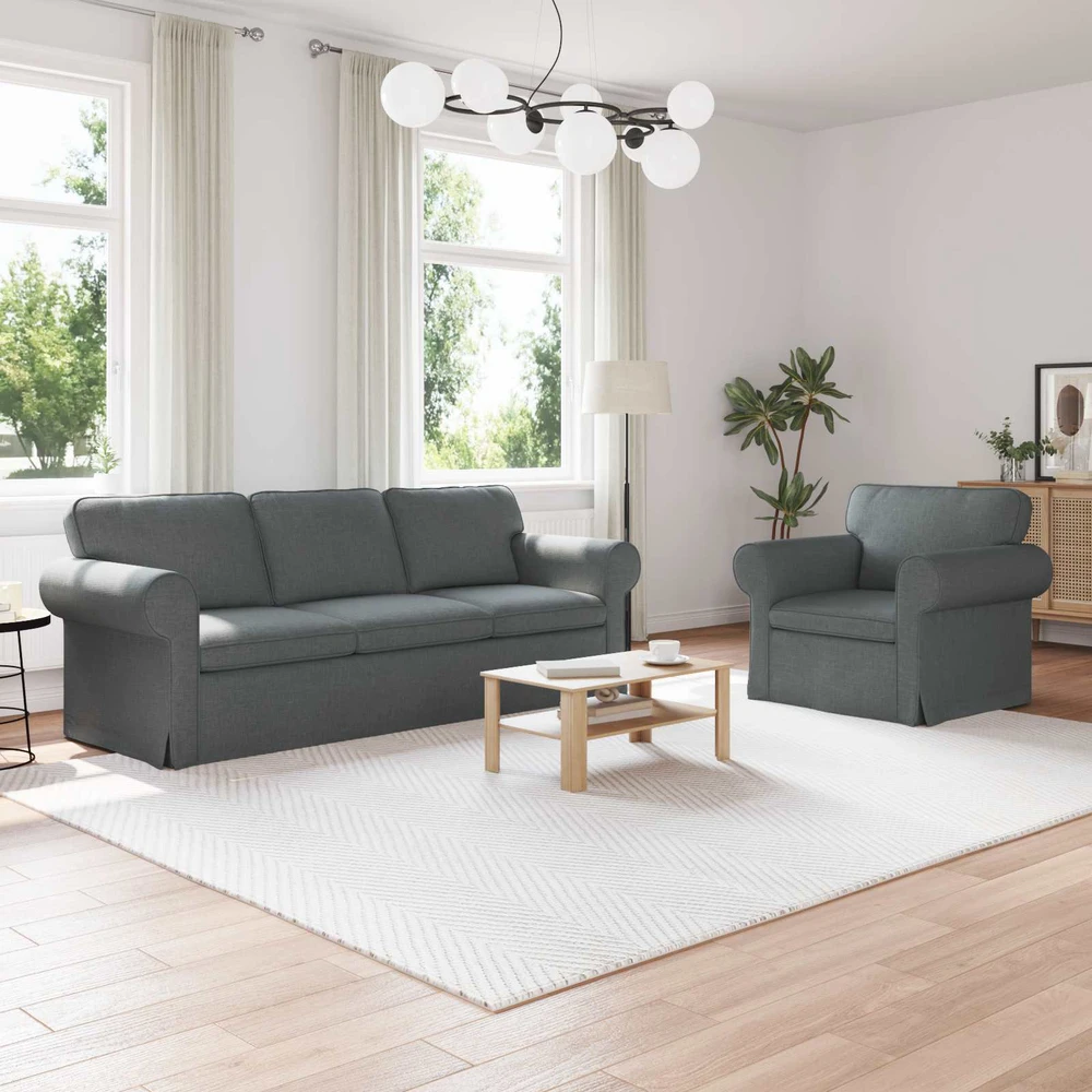 Sofa 2 pcs Tamsiai pilka Metalas