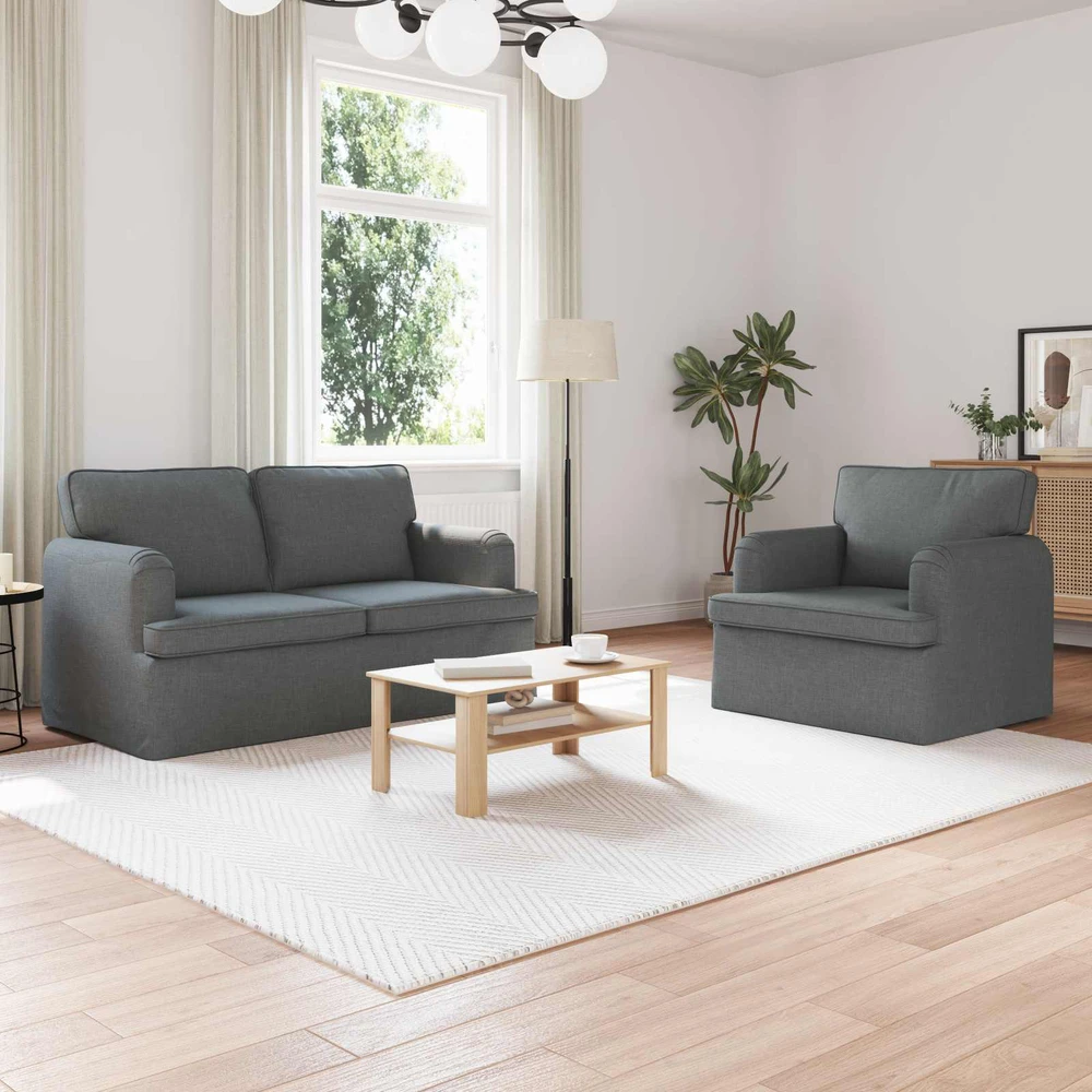 Sofa 2 pcs Tamsiai pilka Metalas