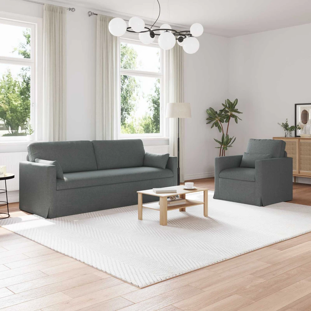 Sofa 2 pcs Tamsiai pilka Metalas