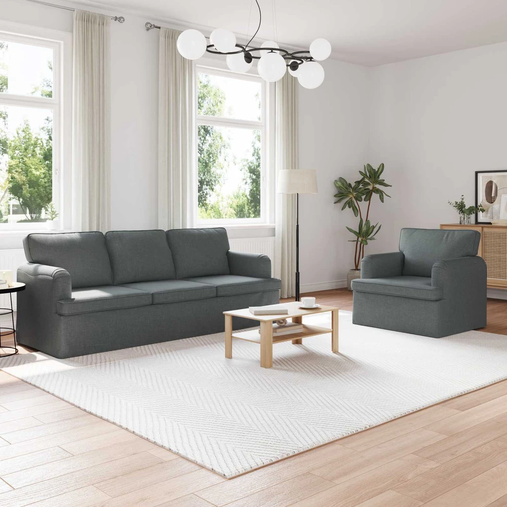 Sofa 2 pcs Tamsiai pilka Metalas