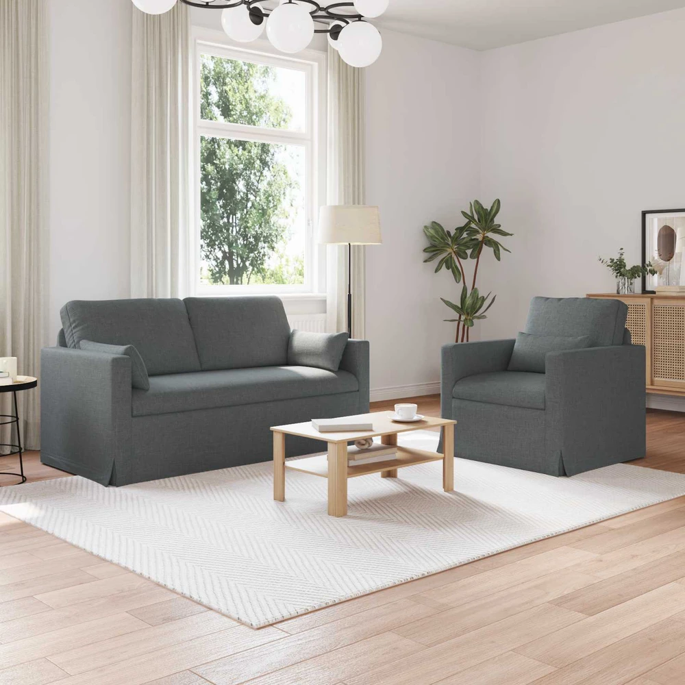 Sofa 2 pcs Tamsiai pilka Metalas