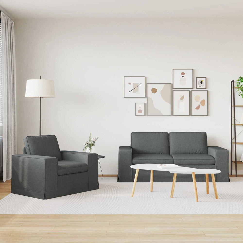 Sofa 2 pcs Tamsiai pilka Metalas