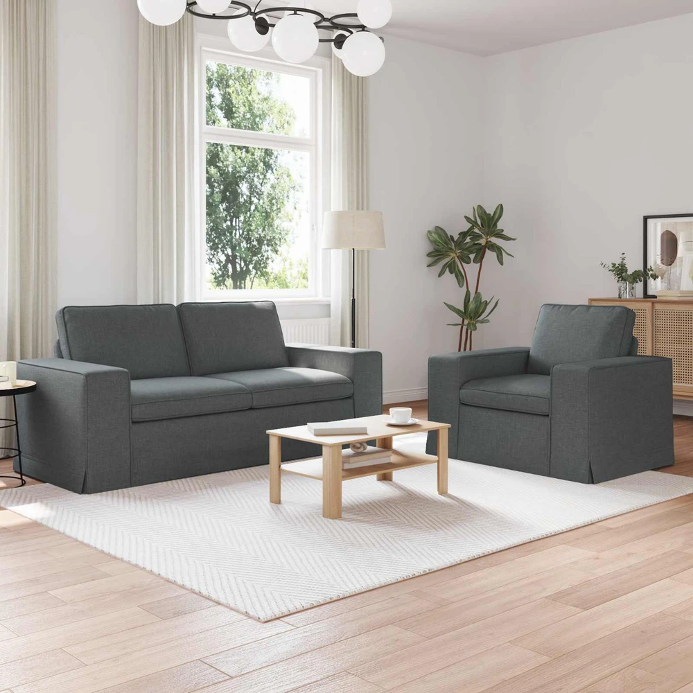 Sofa 2 pcs Tamsiai pilka Metalas