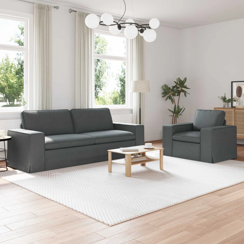 Sofa 2 pcs Tamsiai pilka Metalas