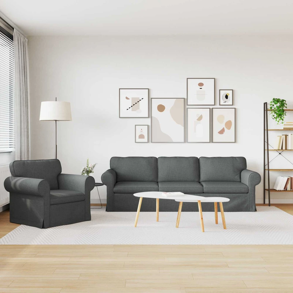 Sofa 2 pcs Tamsiai pilka Metalas