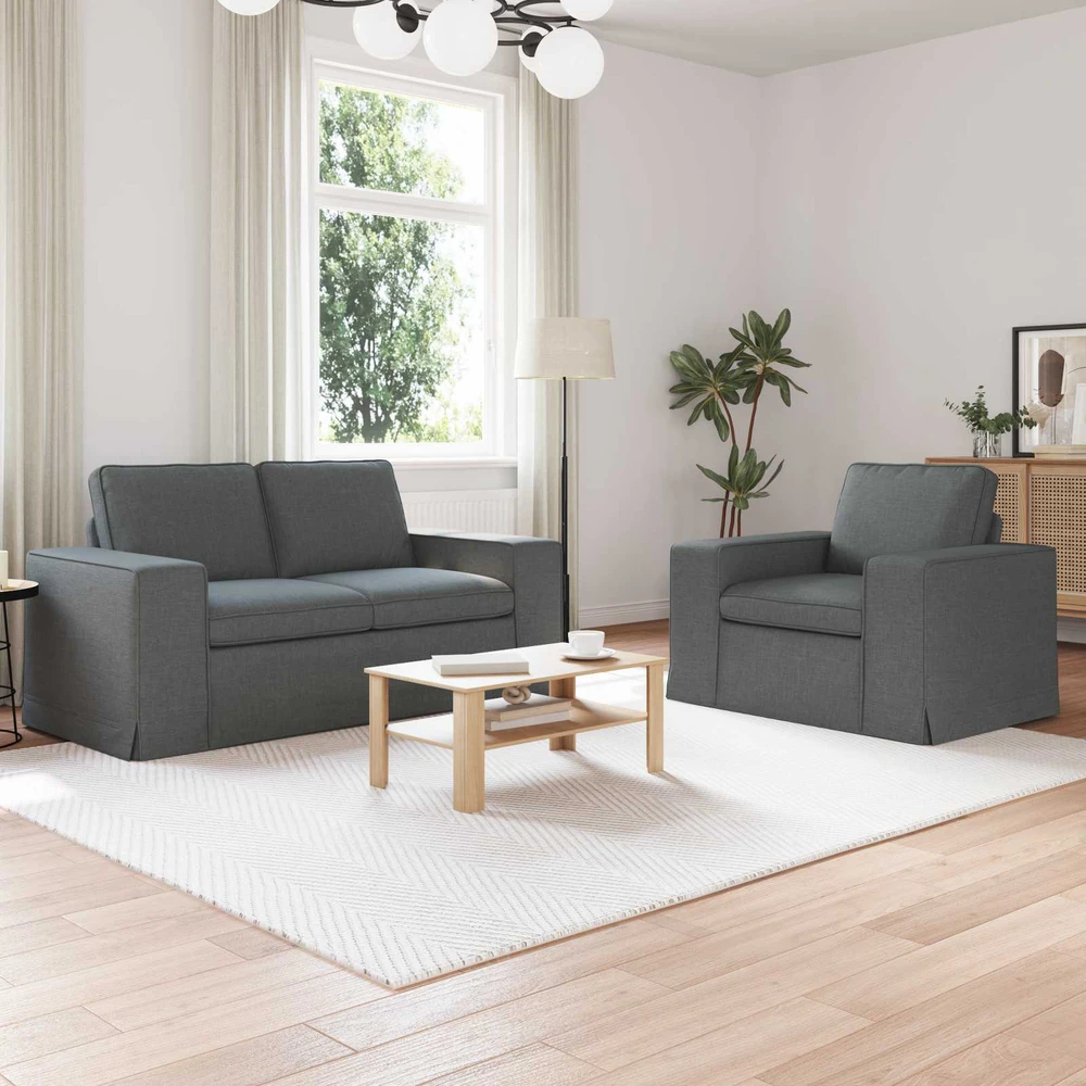 Sofa 2 pcs Tamsiai pilka Metalas