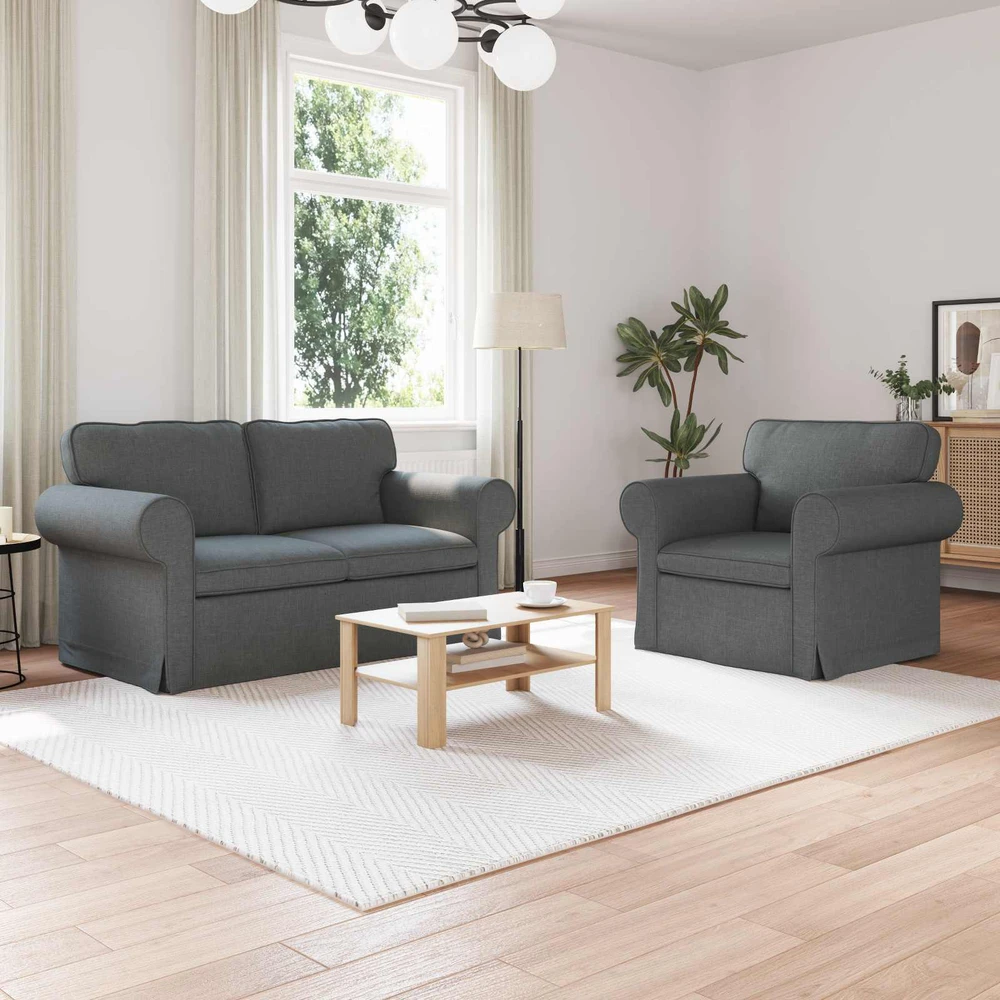 Sofa 2 pcs Tamsiai pilka Metalas