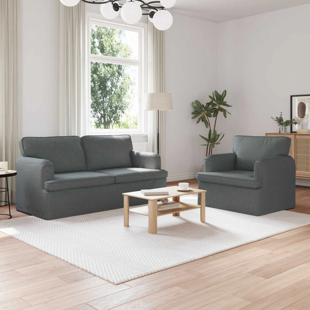 Sofa 2 pcs Tamsiai pilka Metalas