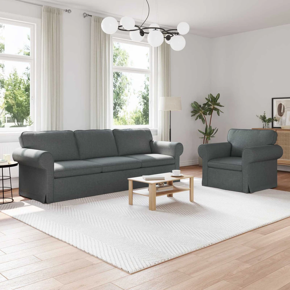 Sofa 2 pcs Tamsiai pilka Metalas