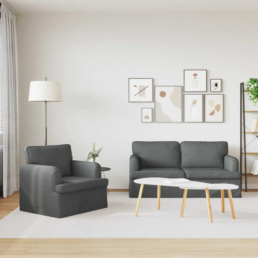 Sofa 2 pcs Tamsiai pilka Metalas