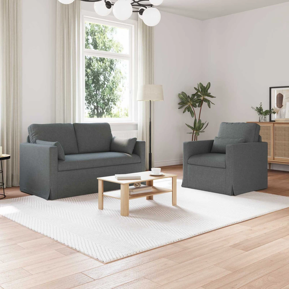 Sofa 2 pcs Tamsiai pilka Metalas