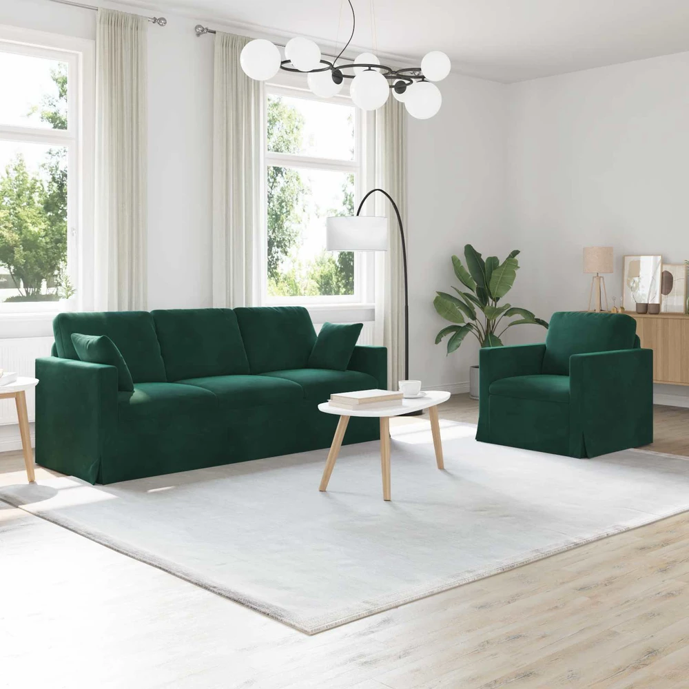 Sofa Sofos komplektas 2 vnt. Tamsiai žalia Aksomas