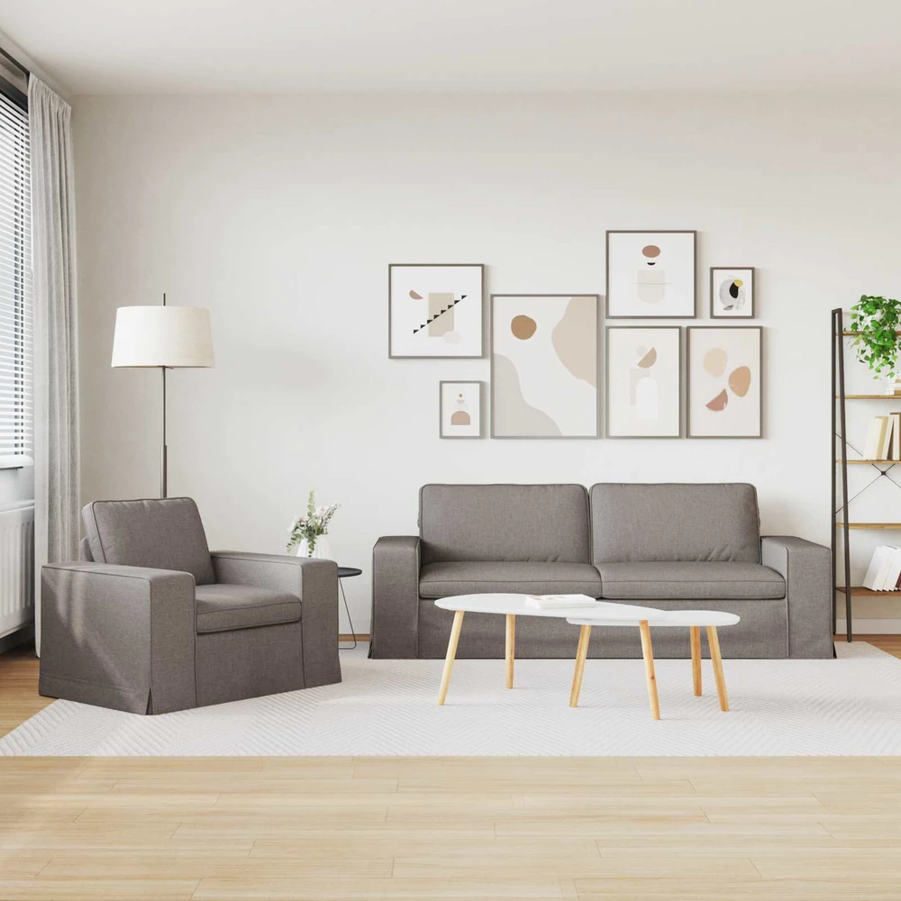 Sofa 2 pcs Taupe Metalas