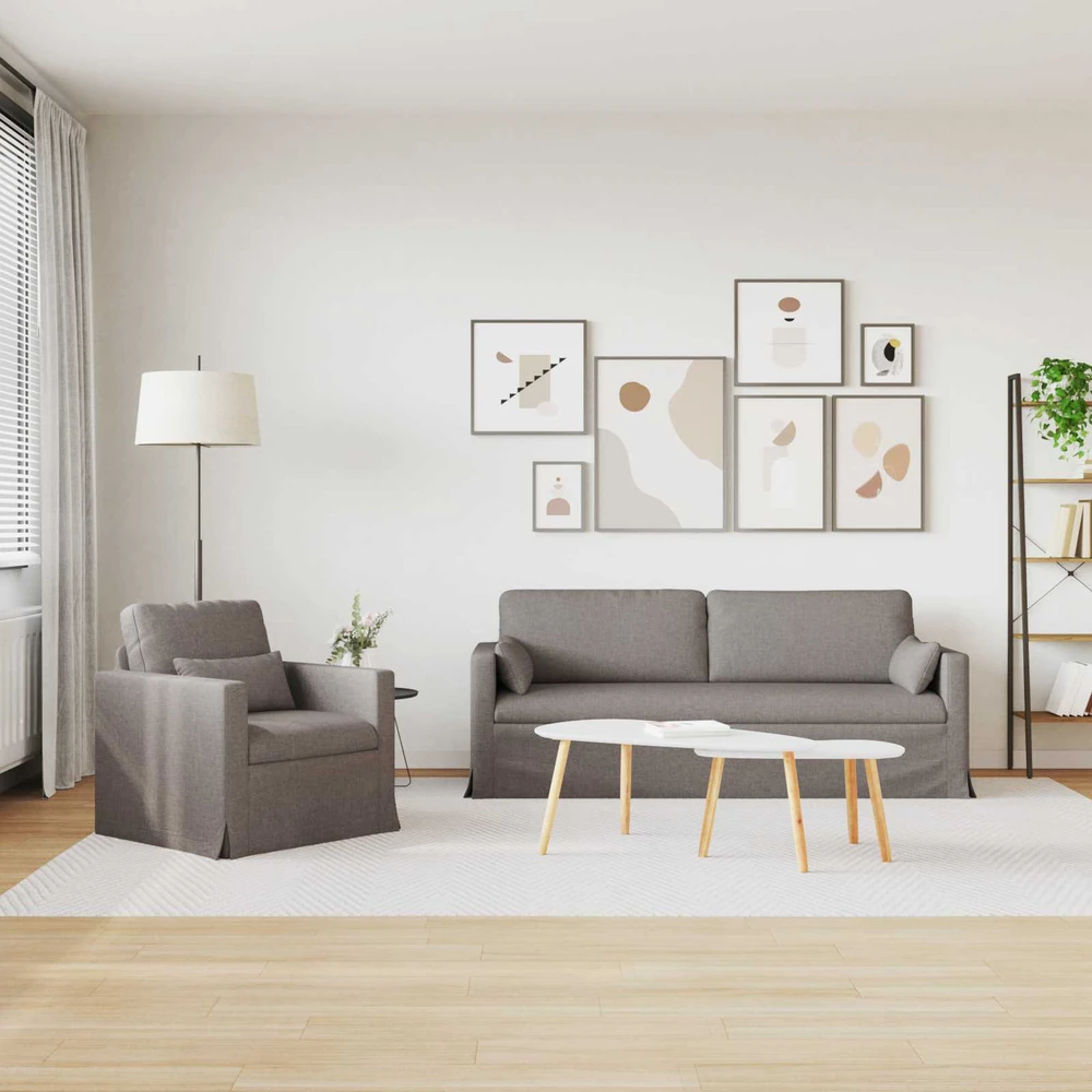 Sofa 2 pcs Taupe Metalas