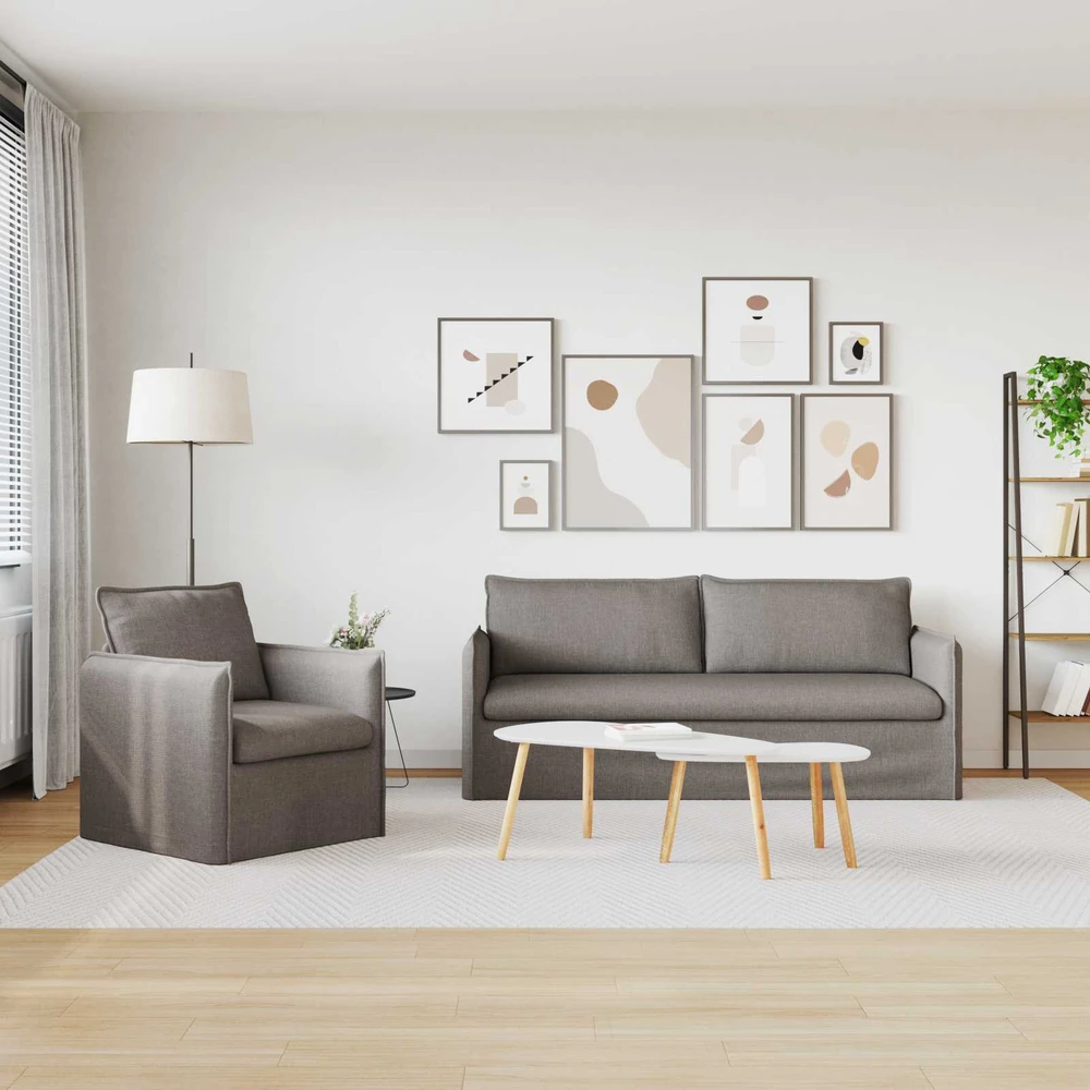 Sofa 2 pcs Taupe Metalas