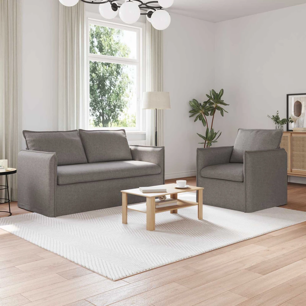 Sofa 2 pcs Taupe Metalas