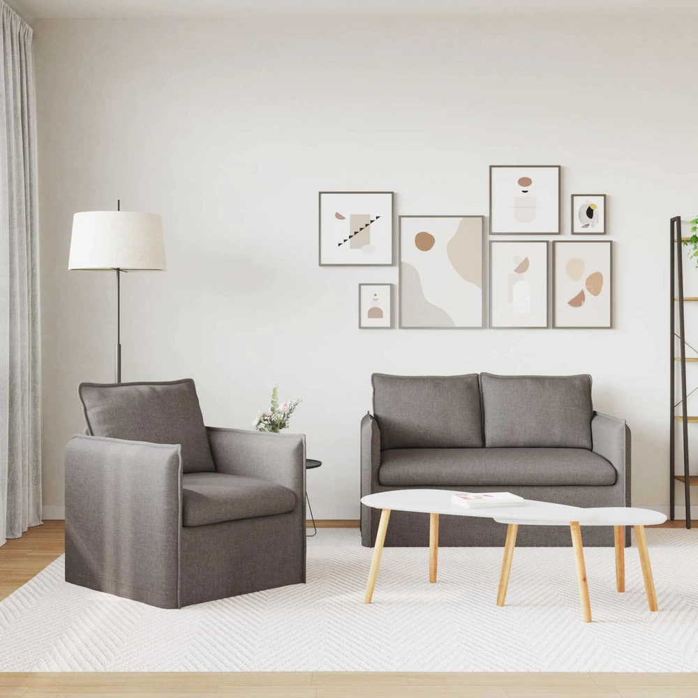 Sofa 2 pcs Taupe Metalas
