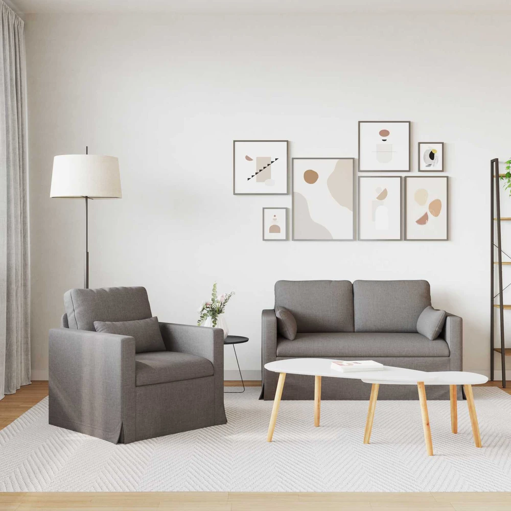 Sofa 2 pcs Taupe Metalas
