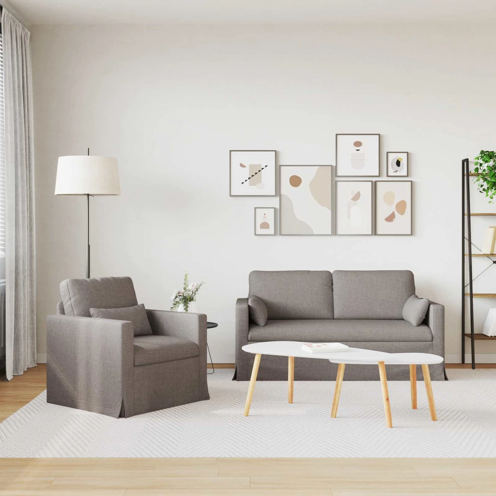 Sofa 2 pcs Taupe Metalas