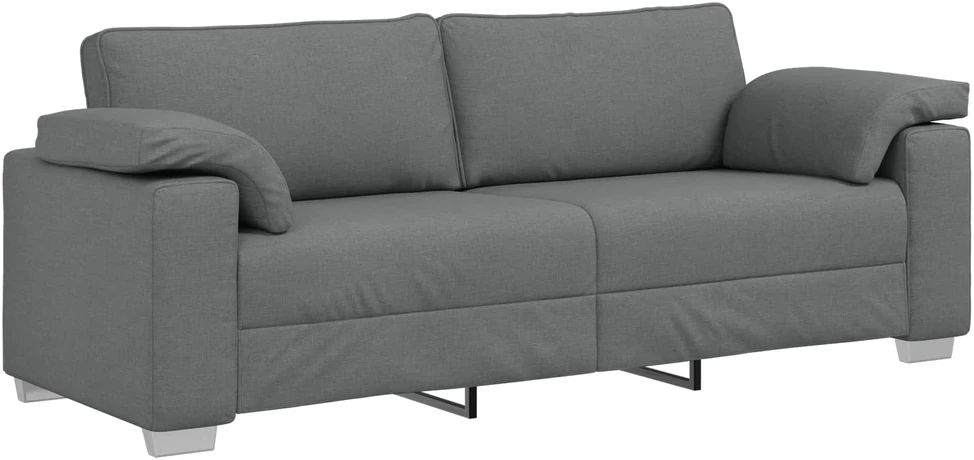 Sofa 3 vnt. Tamsiai pilka Lino mišinio audinys