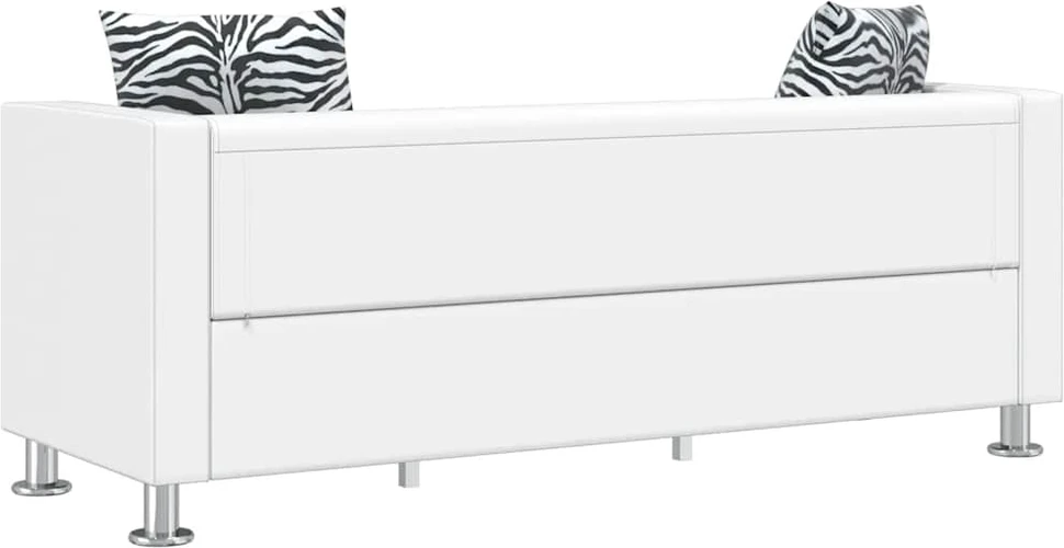 Sofa, balta, trivietė, dirbtinė oda