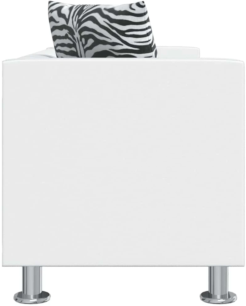 Sofa, balta, trivietė, dirbtinė oda