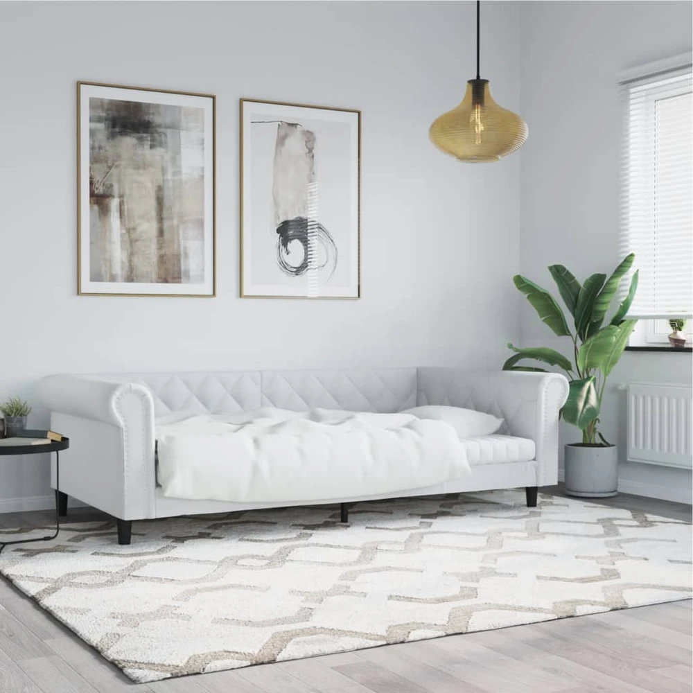 Sofa, baltos spalvos, 90x200cm, dirbtinė oda