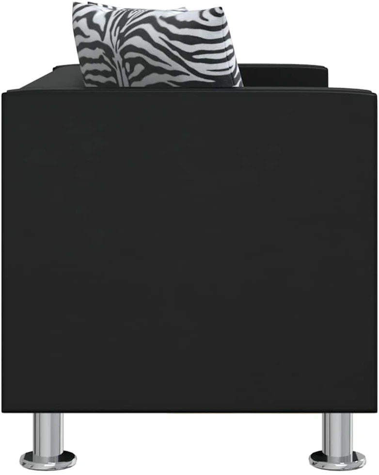 Sofa, dvivietė, dirbtinė oda, juoda