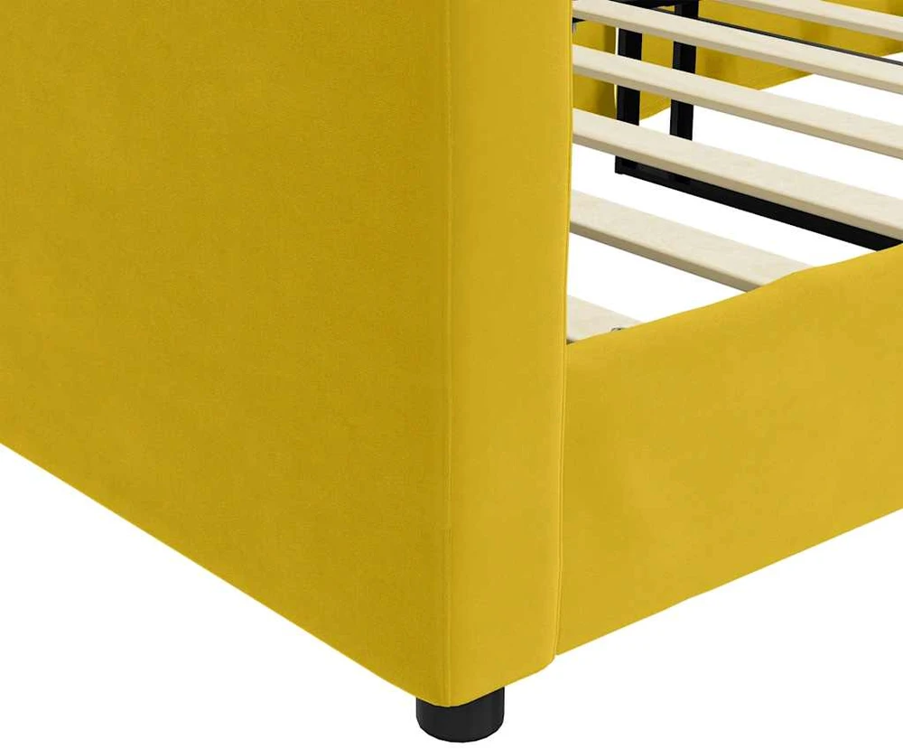 Sofa, geltonos spalvos, 90x200cm, aksomas