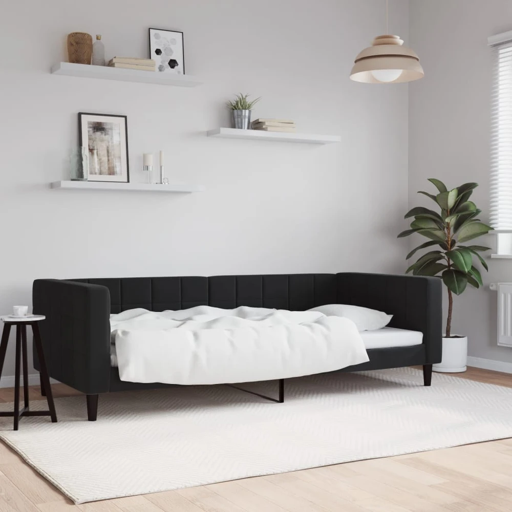 Sofa, juodos spalvos, 90x190cm, aksomas