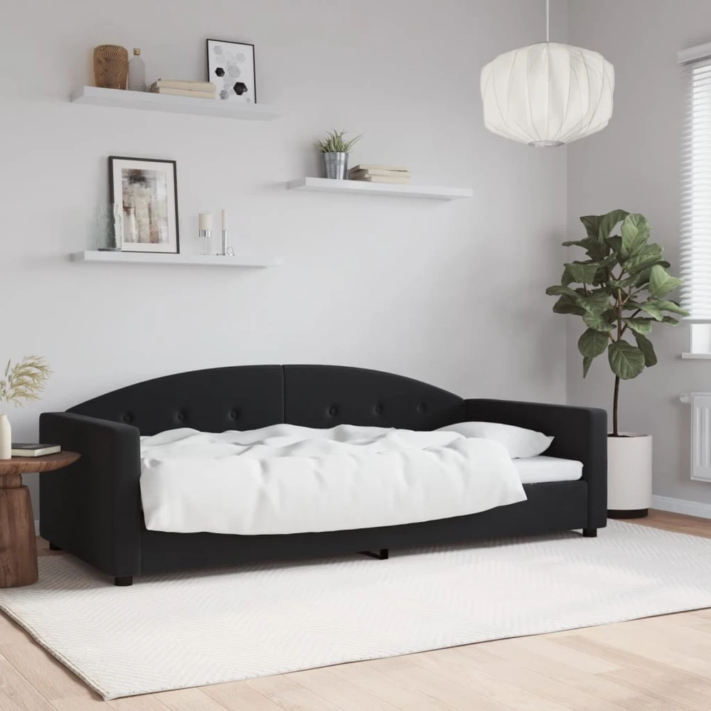 Sofa, juodos spalvos, 90x190cm, aksomas