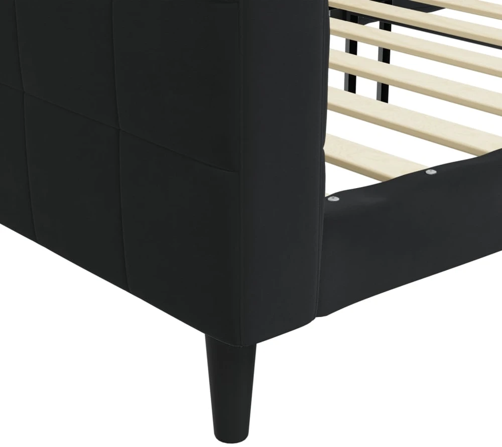 Sofa, juodos spalvos, 90x190cm, aksomas