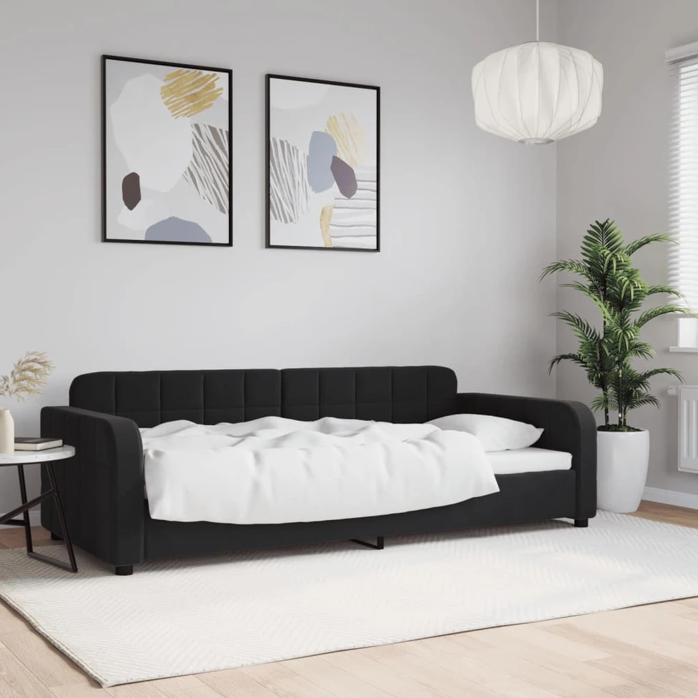 Sofa, juodos spalvos, 90x190cm, aksomas