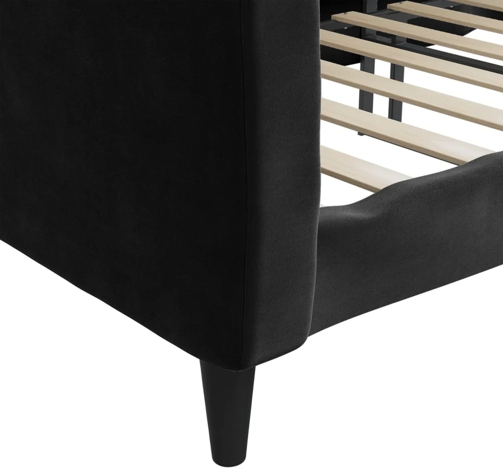 Sofa, juodos spalvos, 90x190cm, aksomas