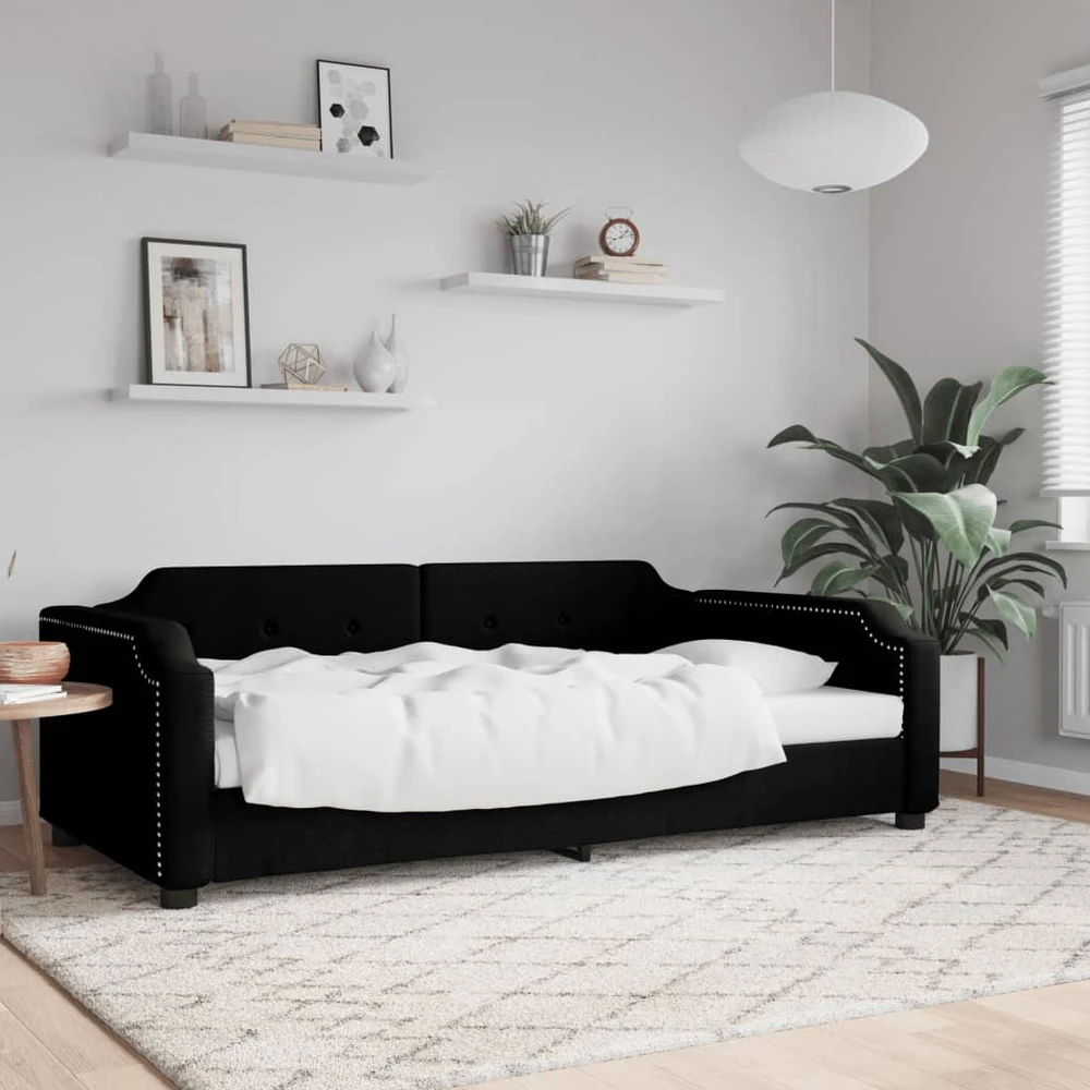 Sofa, juodos spalvos, 90x190cm, audinys