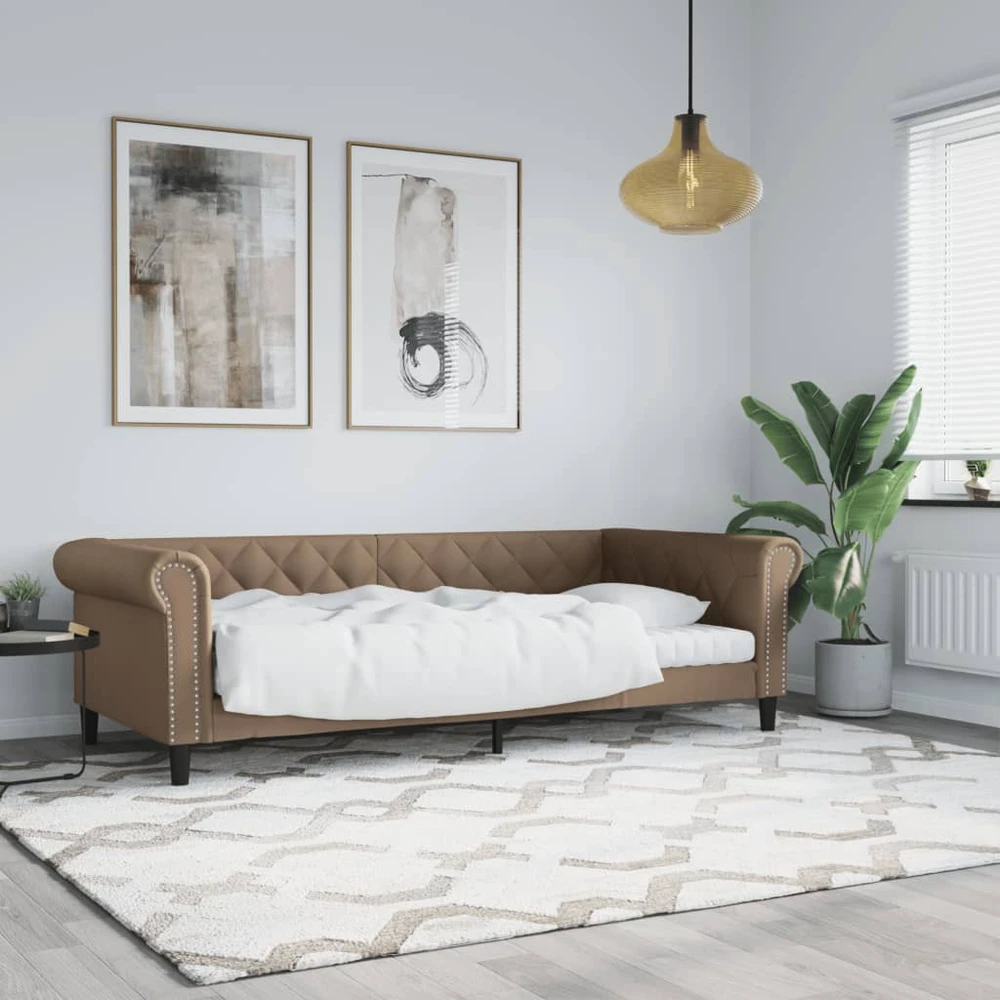 Sofa, kapučino spalvos, 80x200cm, dirbtinė oda