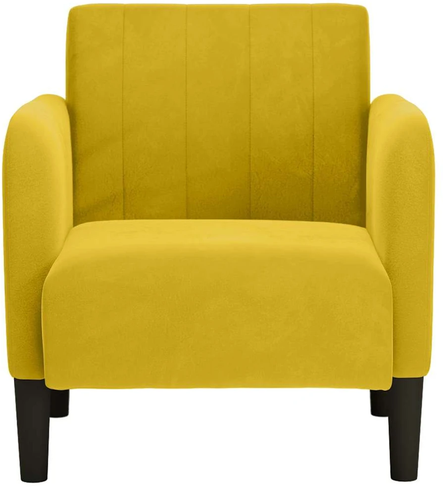 Fotelis Sofa-kėdė su porankiais, geltona, 54 cm, aksomas