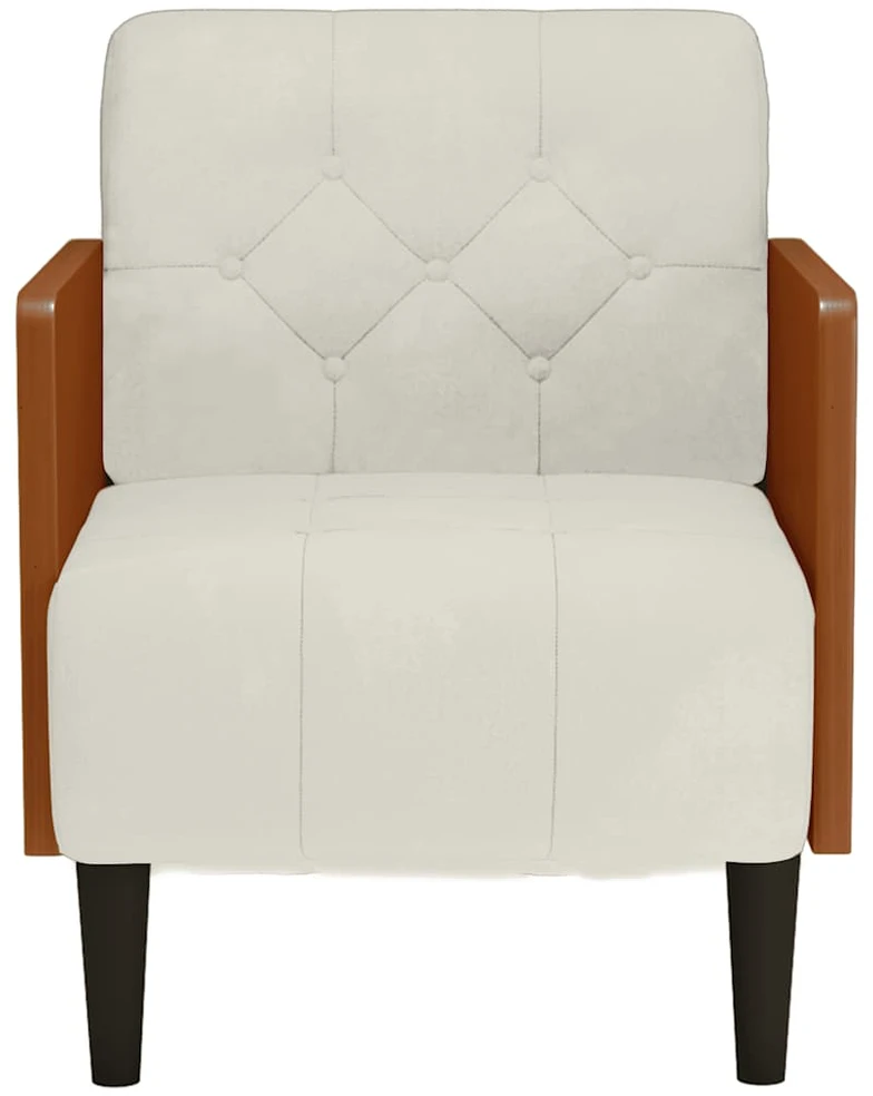 Fotelis Sofa-kėdė su porankiais, kreminės spalvos, 55 cm, aksomas