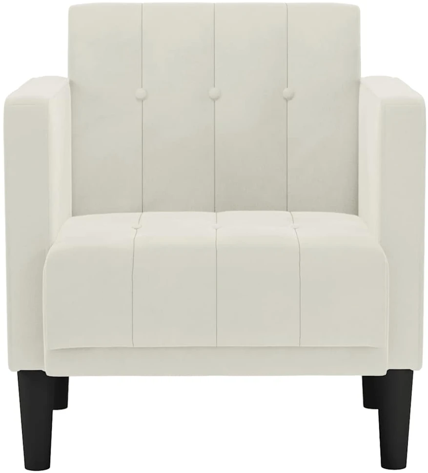 Fotelis Sofa-kėdė su porankiais, kreminės spalvos, 53 cm, aksomas