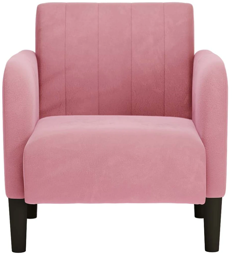 Fotelis Sofa-kėdė su porankiais, rožinė, 54 cm, aksomas