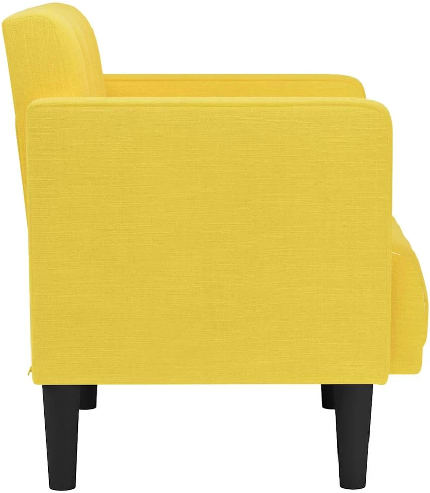 Fotelis Sofa-kėdė su porankiais, šviesiai geltona, 53 cm, audinys