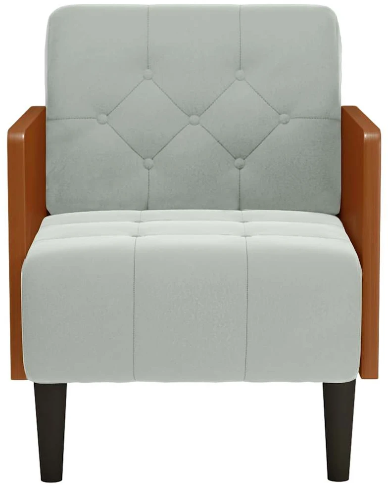 Fotelis Sofa-kėdė su porankiais, šviesiai pilka, 55 cm, aksomas