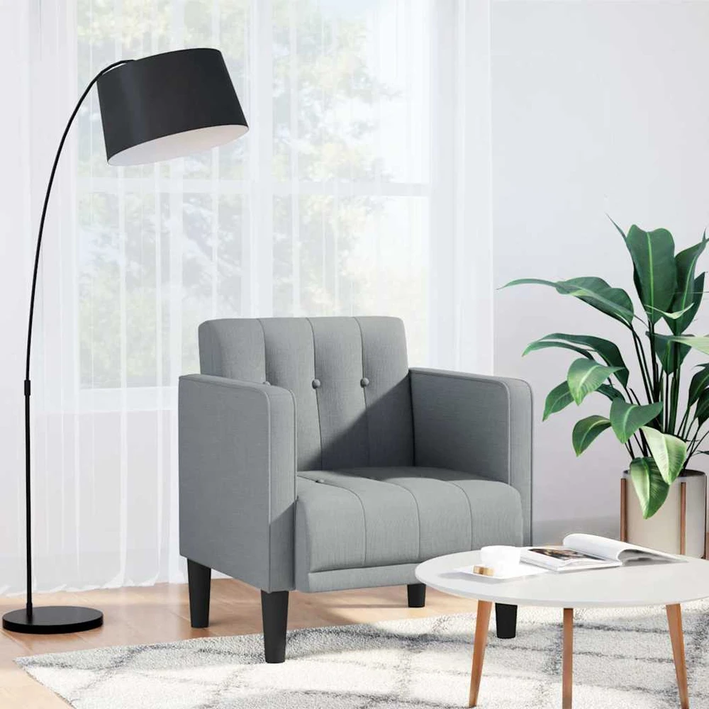 Fotelis Sofa-kėdė su porankiais, šviesiai pilka, 53 cm, audinys